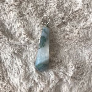 Green tree agate silver pendant